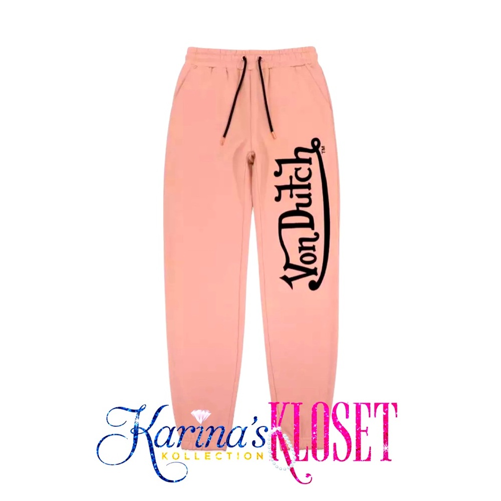 Von Dutch Dirty Pink & Black Logo Joggers 🎀 NWT 🎀 Authentic